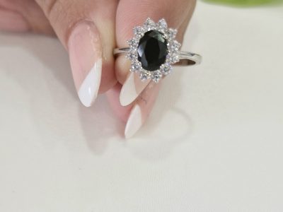 Δακτυλίδι Diana μαύρο από ασήμι 925